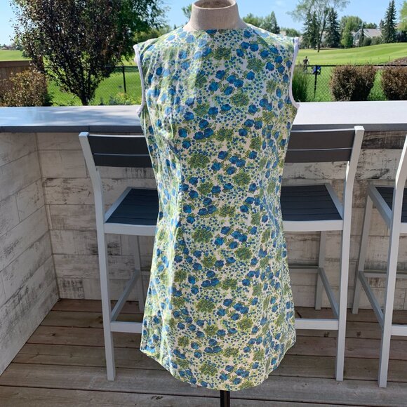 Vintage 50s 60s Floral House Dress Sleeveless Short Cottagecore Loungewear - Picture 11 of 16